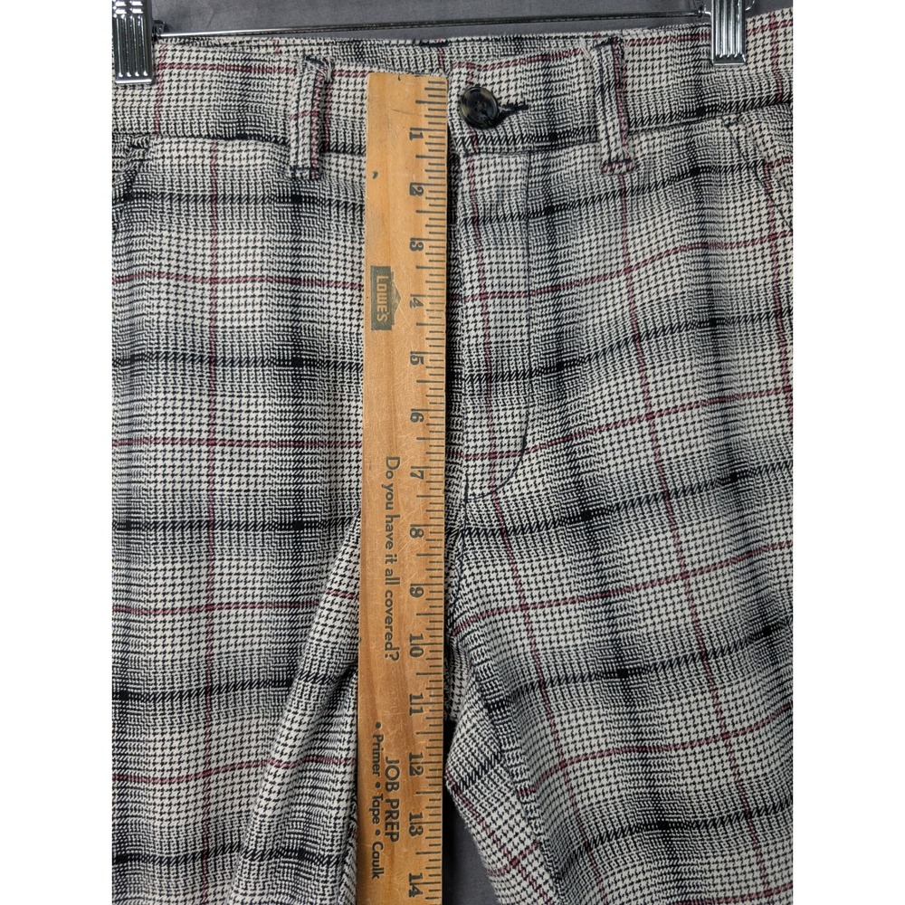 American Eagle Plaid Slim Trousers Gray Red Check Stretch Pants 4 Regular - Picture 4 of 9